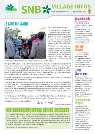 Couverutre SNB Village infos n° 13