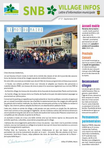 SNB Village Infos n° 17 - Septembre 2019